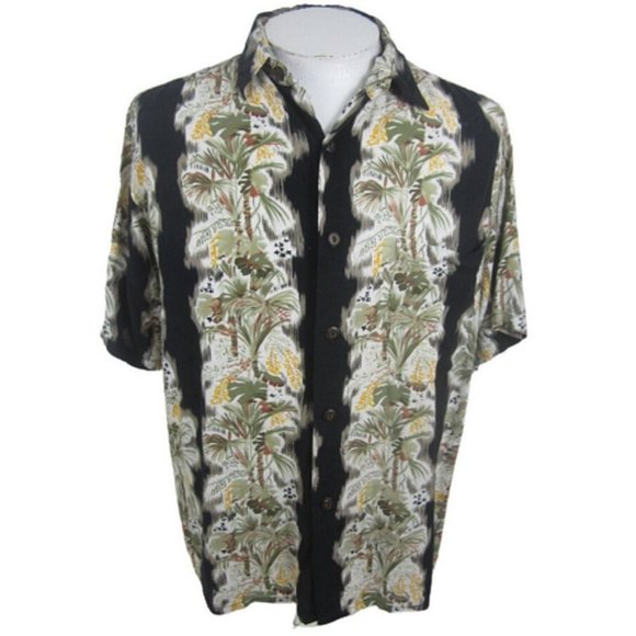 Pacific Scene vtg Men Hawaiian camp shirt p2p 25 L aloha luau tropical panel - Picture 1 of 10